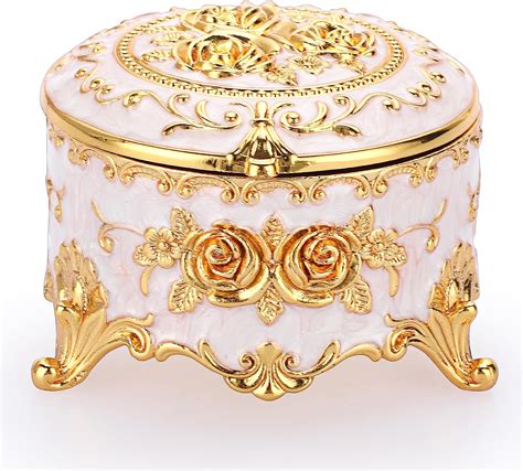 round metal enameled box|Hipiwe Vintage Jewelry Box Round Metal Treasure Chest Box .